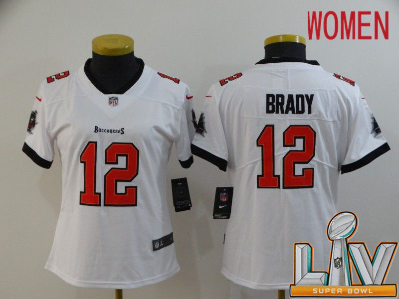 Super Bowl LV 2021 Women Tampa Bay Buccaneers #12 Brady White New Nike Limited Vapor Untouchable NFL Jerseys->women nfl jersey->Women Jersey